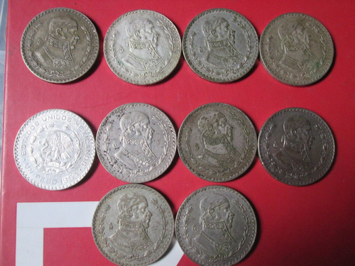 Lote De Monedas 1 Peso Tepalcates 1957-1967 (11 Pzs)