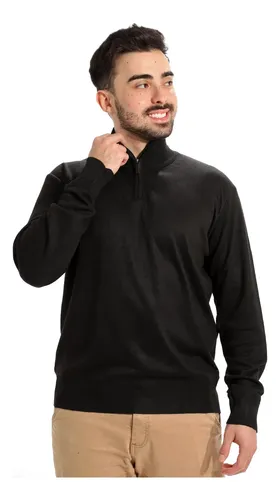 Suéter Masculino Meio Zíper Gola Alta Malha Tricot Premium
