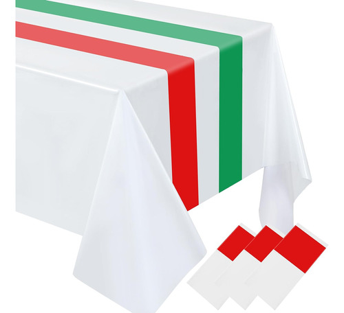 Mantel Rectangular De Plástico Con Bandera Italiana, 6 Pieza