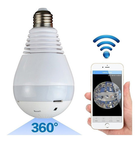 Lampara Wifi Led Ip Hd Camara Seguridad 360° Espia Parlante