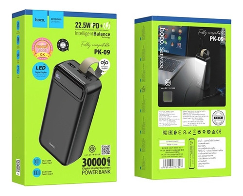 Power Bank Hoco 30000mah Pd 22.5w Pantalla Led Linterna 