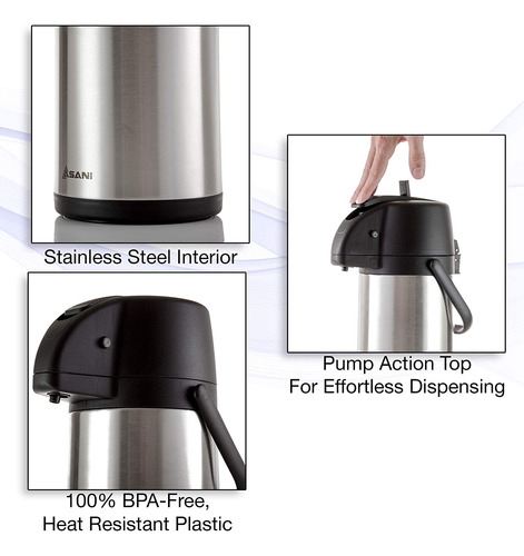 Jarra Termica Airpot, 3 Litros, Acero Inoxidable