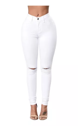 Pantalon Blanco Roto Dama MercadoLibre