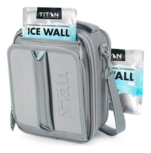 Lonchera Térmica Expandible + Recipiente +2 Ice Wall Gris Gris