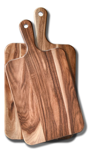 Tabla Cortar Madera Acacia 2 Pieza Para Carne Queso Pan Asa