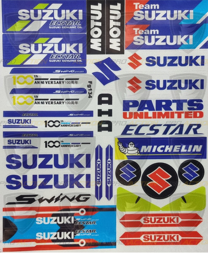 Stickers Calcomanías Plantillas Reflejantes Moto Suzuki Team