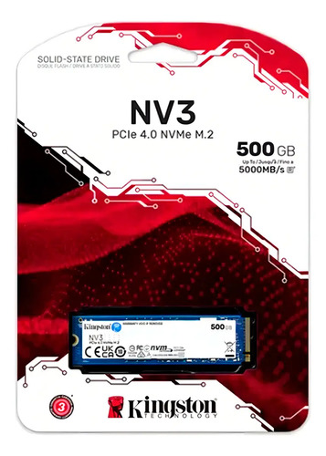 Ssd M.2 Nvme Pci-e Gen 4.0 500gb Kingston Nv3 Ssnv3s/500g Cor