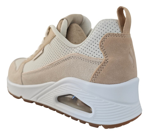 Tenis Mujer Urbano Casual Valvula Confort Plataforma Memory Foam Skechers Uno 177105 Beige