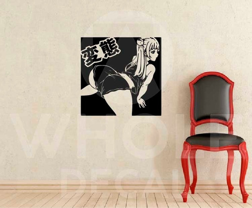 Vinilo De Pared Arte Mujer Y Kanji Hentai Calco Decal