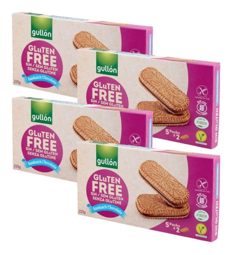 Pack X 4 Galletas Sandwich Choco Gullón Sin Gluten 225 Gr