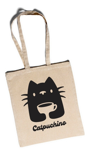 Bolsa Catpuchino Gato Ecologica Estampada Totebag Regalo An4