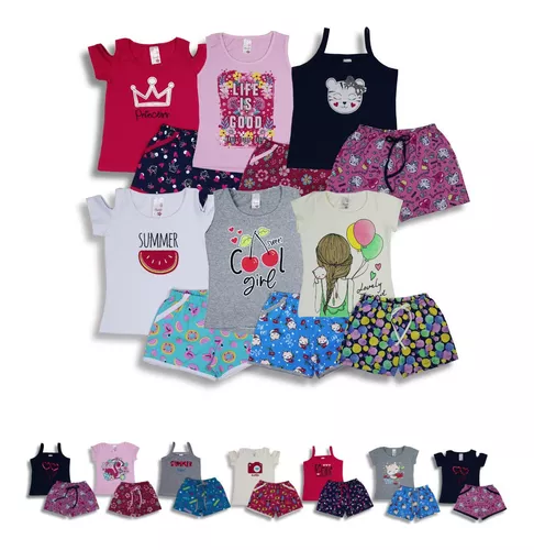 Kit 6 Conjuntos Infantil Menina Verão Roupa Criança