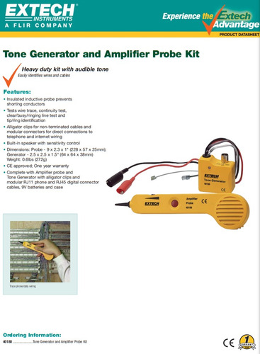 Extech 40180 Kit Sonda Amplificadora Y Generador De Tonos buscador de circuitos