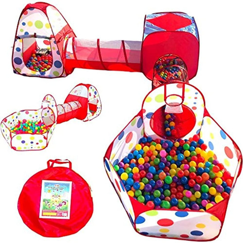 Playz 3pc Kids Play Tent Crawl Túnel Y Bola Pit Popup Tienda