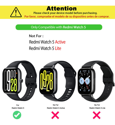 USTIYA 2x Funda Protector Reloj De Pantalla Para Redmi Watch 5 Case TPU Carcasa Transparente+Negro Cover