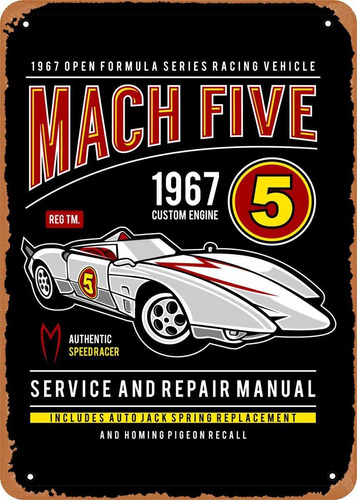 Letrero Metal Aspecto Vintage  Movie Cars Mach Five