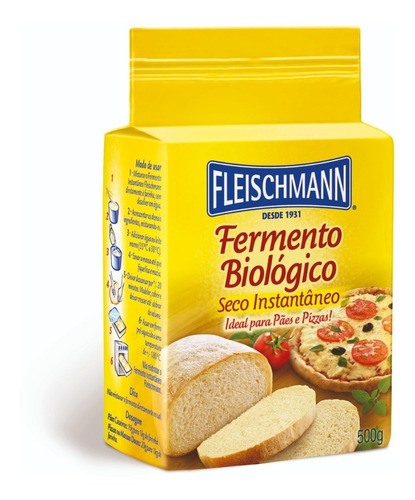 Fermento Biologico Fleischmann 500g Ideal Para Pães E Pizzas