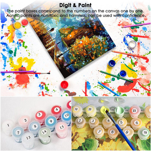 ESOOR Pintura al óleo para adultos y niños por número Kit Digital Pintura al óleo Pintado Perro Pequeño 16x20 pulgadas 