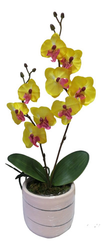Arreglo Orquídea Floral Artificial Color Amarilla