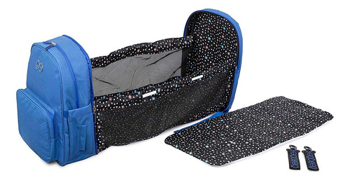 Pañalera Mochila Cloe Mom & Baby Con Bambineto Plegable Color Azul