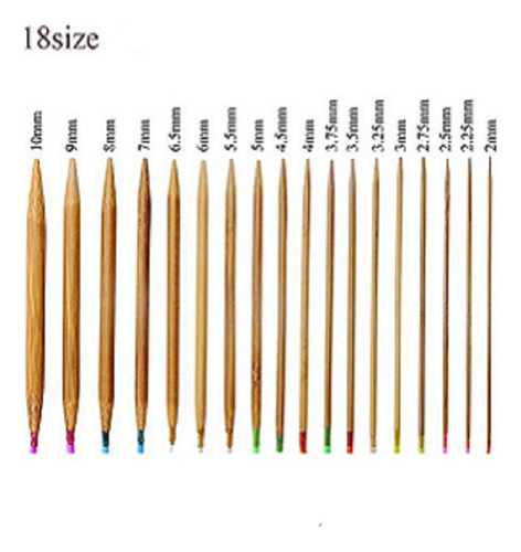 Set De 18 Palillos Circulares De Bambú, 60 Cms De Largo.