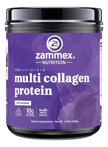 Zammex Proteína Multi Colágeno 600 Grs 60 Servs Sabor Sin Sabor