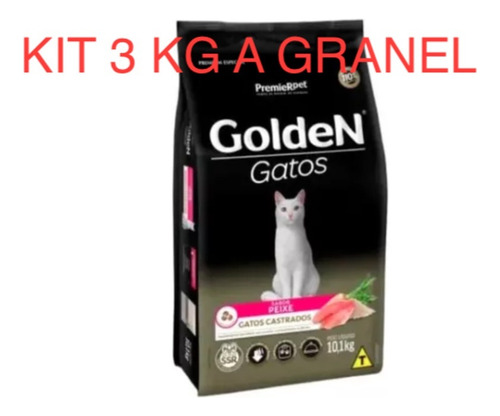 Kit 3 Kg Ração A Granel Premier Golden Para Gatos Castrados 