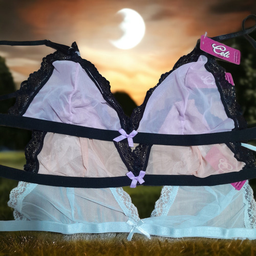 Conjunto Bralette De Micro Tul + Less Regulable Art 640 Negro Micro Tul 85