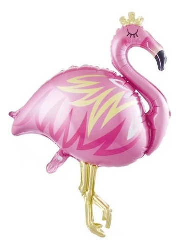 Globo Metalizado Flamingo Rosado Corona 93x80cm