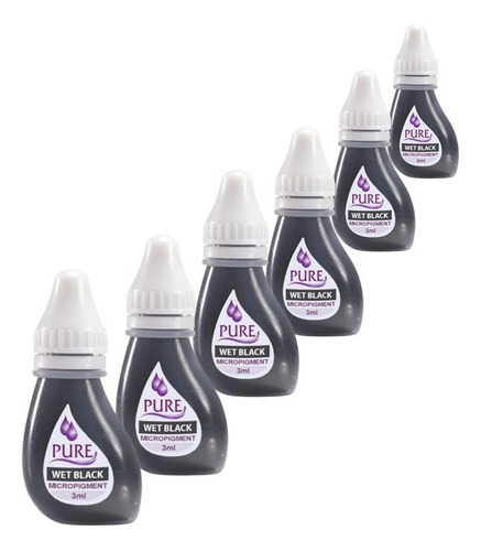 Caja 6 Pz Pigmento Pure Wet Black Biotouch 100% Color Negro