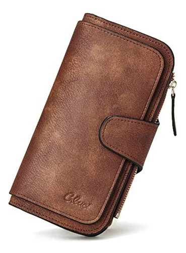 Cartera Cluci Para Mujer, Diseñador De Cuero, Plegable, Larg