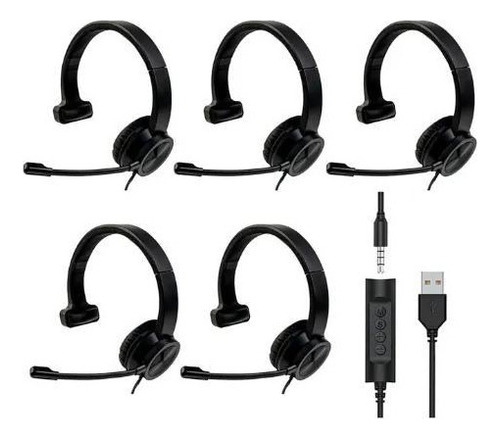 Kit 05 Headsets Usb Agem Ahx3000 Evo Mono Cancelador Ruído