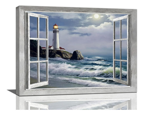 Faro Náutico Arte De La Pared Imágenes De La Playa Costera D