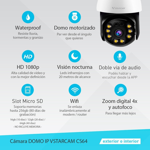 Imagen 6 de 10 de Camara Ip Exterior Wifi Domo Seguridad Inalambrica 1080p Hd