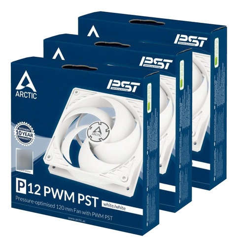 Pack 3 Ventiladores 120mm Arctic P12 Pwm Pst Blancos 56cfm