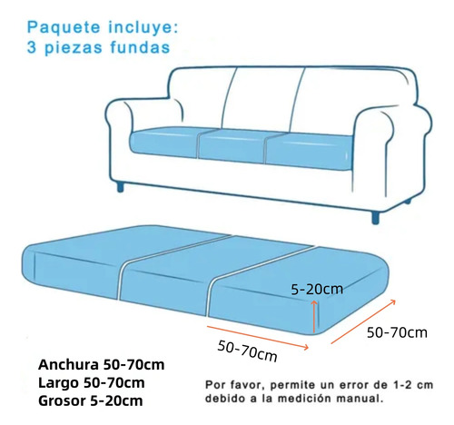 3 Pzs Fundas Elásticas Para Cojín Asiento De Sofá Sillón