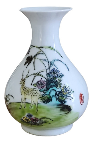 Jarron Violetero Porcelana China Pintado A Mano Sello Rojo