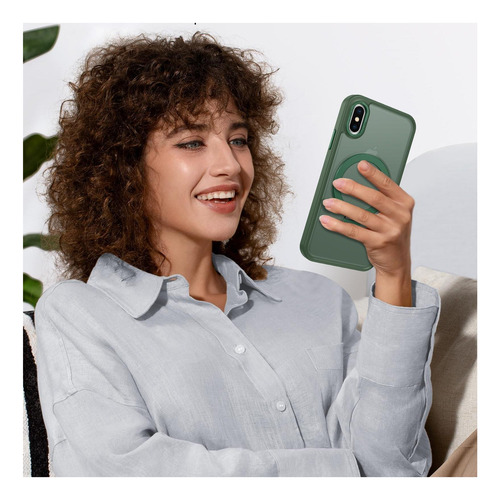 Duedue Funda P/ Iphone Xs Max Magsafe Anillo Protectora 117-verde.