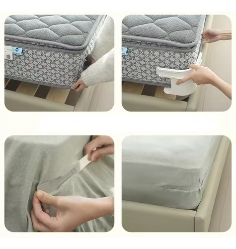 Sujeta Sabanas Pack X4 | Soporte Traba Para Sabanas Firmes Gris Claro