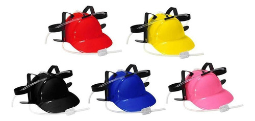 5pcs Casco Para Beber Cerveza Lata Sombrero Con Paja Bebedor