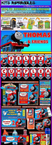 Kit Imprimible Thomas El Tren 100% Editable Cajitas + 2x1