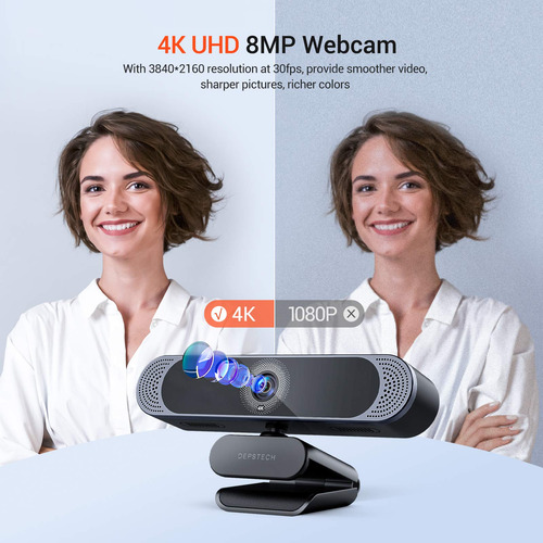 Cámara Web 4k Hd 8mp Con Enfoque Automático Y Micrófono