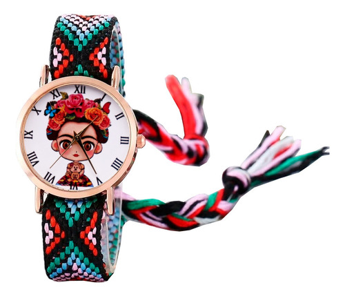 Reloj Frida Tejido Hilos Artesanal Mujer Dama + Estuche