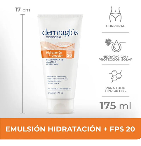 Emulsion Hidratacion + Proteccion Fps20 Dermaglos 175ml