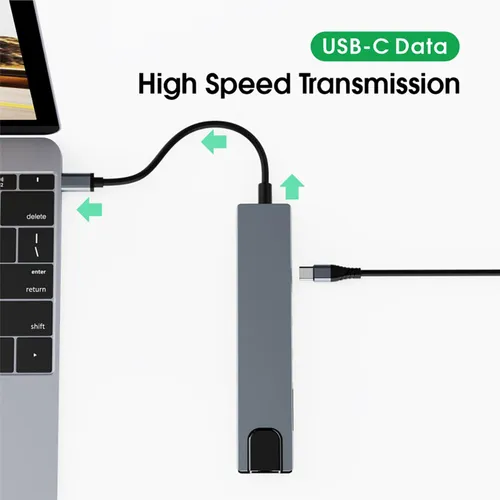 D Multipuertos De Adaptador De Concentrador Ethernet Tipo C,