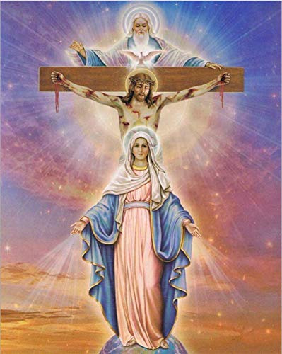Pintura Diamante Jesus Numero 5d Punto Virgen Maria Juego X