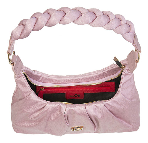 Bolsa Baguette Cloe Para Mujer Asa Al Hombro Trenzada Color Rosa