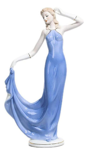 Figura De Porcelana Mujer, Mxmyx-001, 1pz, Azul/blanco, 30x1