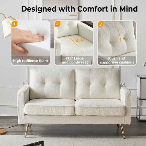 Sofá Biplaza Moderno 142 Cm Sofá Pequeño Para Sala Dormitori