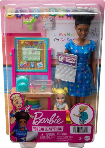 Set De Juego Barbie Profesora Muñeca De Cabello Negro